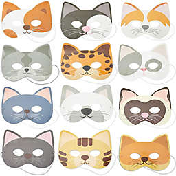 Blue Panda Cat Masks for Kids Kitten Party (Paper, 24 Pack)