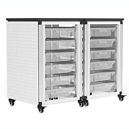 Luxor Modular Classroom Storage Cabinet - 2 side-by-side modules with 12 small bins