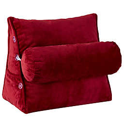 Cheer Collection Wedge Shaped Back Support Pillow and Bed Rest Cushion for Reading, Gaming, Watching - with Adjustable Neck Pillow - Maroon