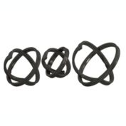 Urban Trends Collection Metal Round Abstract Sculpture Metallic Finish - Gunmetal Gray, Set of 3