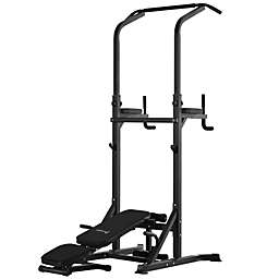 Soozier Exercise Pullup Weight Machine Ideal for Home Gym Adjustable Positions Power Tower for Strengthening Many Muscles