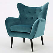 Contemporary Home Living 39" Teal Green and Black Contemporary Tufted Armchair with Cushion
