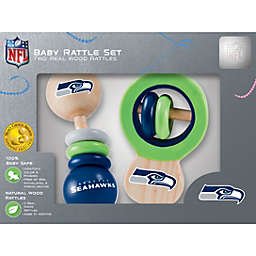 BabyFanatic Wood Rattle 2 Pack - NFL Seattle Seahawks - Officially Licensed Baby Toy Set