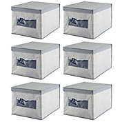 mDesign Stackable Fabric Closet Storage Organizer Box, 6 Pack