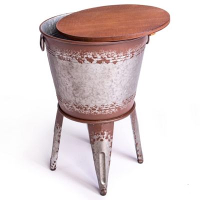 Hallops Farmhouse Accent Size Table Galvanized Rustic Coffee Table Metal Storage