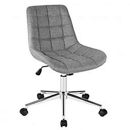 Costway Fabric Adjustable Mid-Back Armless Office Swivel Chair