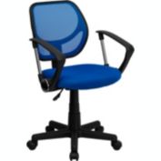 Flash Furniture Low Back Blue Mesh Swivel Task Office Chair with Curved Square Back and Arms