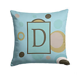 Caroline's Treasures Letter D Initial Monogram - Blue Dots Fabric Decorative Pillow 14 x 14
