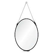 Signature Home Collection 50" Silver Leather Framed Oval Wall Mirror