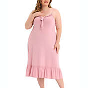 Agnes Orinda Women&#39;s Plus Size Sleepdress Nightgowns Sleepwear Soft Comfy Camisole Cami Nightdress 1X Pink