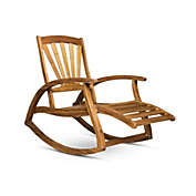 Contemporary Home Living 52.75" Brown Traditional Outdoor Patio Rocking Chair with Footrest