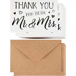 Paper Junkie 120 Pack Wedding Thank You Greeting Cards with Brown Envelopes (4x6 Inches)