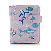 Shagwear Shark Pattern Small Pink Zipper Wallet