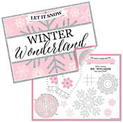 Big Dot of Happiness Pink Winter Wonderland - Paper Holiday Snowflake Birthday Party and Baby Shower Coloring Sheets - Activity Placemats - Set of 16