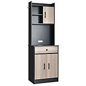 Slickblue 3-Door 71 Inch Kitchen Buffet Pantry Storage Cabinet with Hutch and Adjustable Shelf