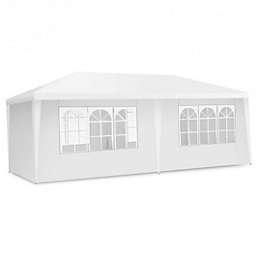 Costway 10 x 20 Feet 6 Sidewalls Canopy Tent with Carry Bag-White