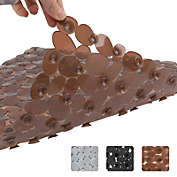 Stock Preferred Non-slip Square Bathtub Mat with Strong Suction Cups in 21"x21" Pebble Brown