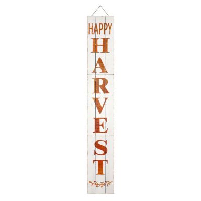 Happy Harvest Wood Porch Sign-White 9.5in