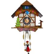 Alexander Taron 6-Inch Floral Battery-Operated Cuckoo Wall Clock with Music and Chimes