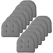 Sweet Home Collection Solid Color U Shaped Memory Foam 17" x 16" Chair Cushions, Gray, 12 Pack