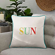 Outdoor Living and Style 18" Vibrant Sunbrella "SUN" Canvas Natural Corded Indoor and Outdoor Square Throw Pillow