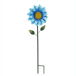 Evergreen Flag Beautiful Blue and Green Floral Secret Solar Garden Stake - 9 x 7 x 36 Inches