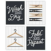 Big Dot of Happiness Wash and Dry - Unframed Laundry Room Linen Paper Wall Art - Set of 4 - Artisms - 8 x 10 inches