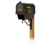 Special Lite Products Berkshire Curbside Mailbox with Front and Side Address Numbers, Newspaper Tube and Sorrento Front Single Mailbox Mounting Bracket
