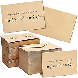 Paper Junkie Kraft Wedding Thank You Greeting Cards with Brown Envelopes (4 x 6 In, 120 Pack)