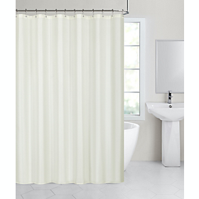 EZ On Fabric Shower Curtain Check With Built in Hooks 70"x75" Ivory 