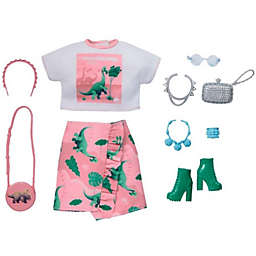 Barbie Fashions Storytelling Fashion Pack- White Shirt with Dinosaur, Pink Skirt w/ Dinosaurs