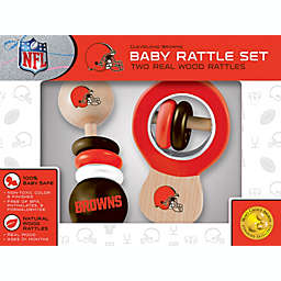 BabyFanatic Wood Rattle 2 Pack - NFL Cleveland Browns - Officially Licensed Baby Toy Set