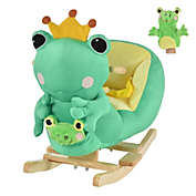 Halifax North America Kids Ride-On Rocking Horse Toy Frog Style Rocker with Fun Music, Seat Belt & Soft Plush Fabric Hand Puppet for Children 18-36 Months