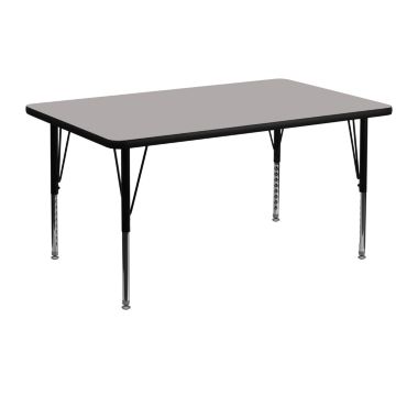 Flash Furniture Wren 30''W x 48''L Rectangular Grey HP Laminate Activity Table - Height Adjustable Short Legs. View a larger version of this product image.