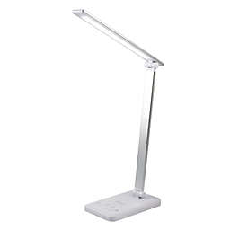 Juvale Rechargeable LED Desk Lamp, 5-Color 5-Brightness Dimmable, Eye-Caring Memory , USB Charging 2000mAh battery, 30/60 min Timmer, Phone Stand, White