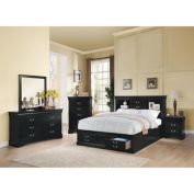 ACME Sophisticated And Spacious Queen Size Storage Bed, Black- Saltoro Sherpi