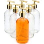 Juvale Gold Bathroom Soap Dispenser for Lotion and Liquid (16 Ounce, 6 Pack)