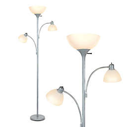Sky Dome Double LED Floor Lamp - Silver