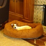 Majestic Pet Product 24-Inch Micro Suede Waterproof Bagel Dog Bed - Rust