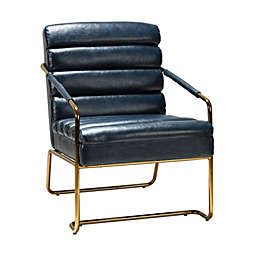 Karat Home Angelia Faux Leather Armchair in NAVY