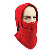 Stock Preferred Warm Fleece Balaclava Ski Bike Full Face Mask in 2-Pcs Red One size