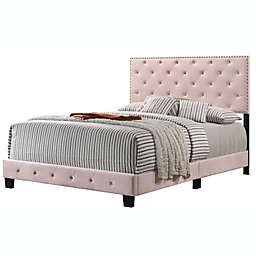 Passion Furniture Wooden Suffolk Pink Queen Panel Bed with Slat Support