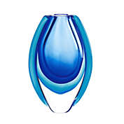 Zingz & Thingz 11" Aqua Blue Contemporary Abstract Oval Glass Vase