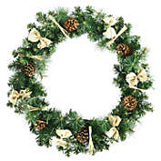 Slickblue 30 Inch Pre-lit Christmas Wreath with Mixed Decorations