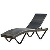 Contemporary Home Living 77.25" Gray Contemporary Wicker Outdoor Furniture Patio Chaise Lounge