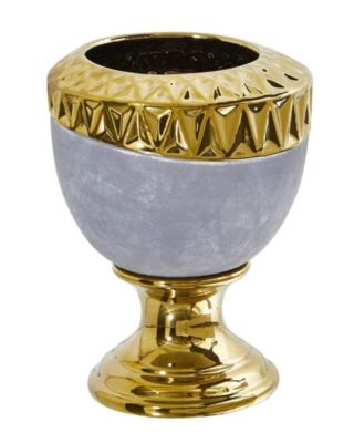 Nearly Natural 9.25" Regal Stone Urn with Gold Accents