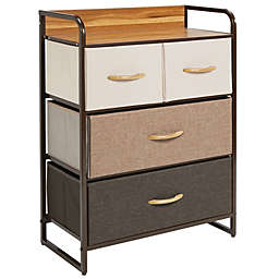mDesign Wide Dresser Storage Chest, 4 Fabric Drawers