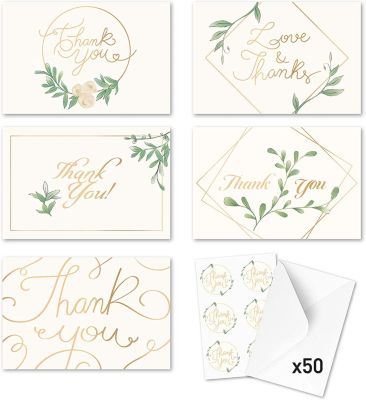 Thank You~Assortment~Small Cards~BLANK~ON~THE~INSIDE~50 count~FANTASTIC 