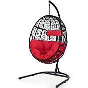 Costway Hanging Cushioned Hammock Chair with Stand-Red