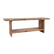 Saltoro Sherpi Storage Bench with Open Shelf and Live Edge, Natural-